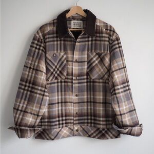 Scotch Soda flannel sherpa lined plaid jacket mocha new